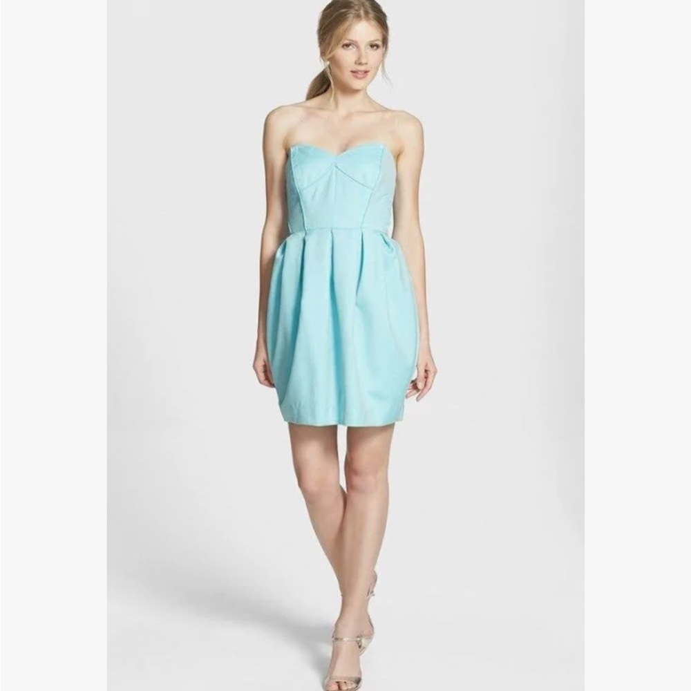 Shoshanna light blue strapless dress